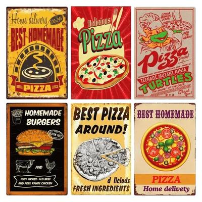 Πινακίδα Vintage Pizza Zone Μεγάλο Φαγητό Μεταλλική Πινακίδα Pub Bar Διακόσμηση Σπιτιού Καλύτερη Σπιτική Αφίσα Ιταλική Πίτσα Τέχνη Τοίχου Πιάτο