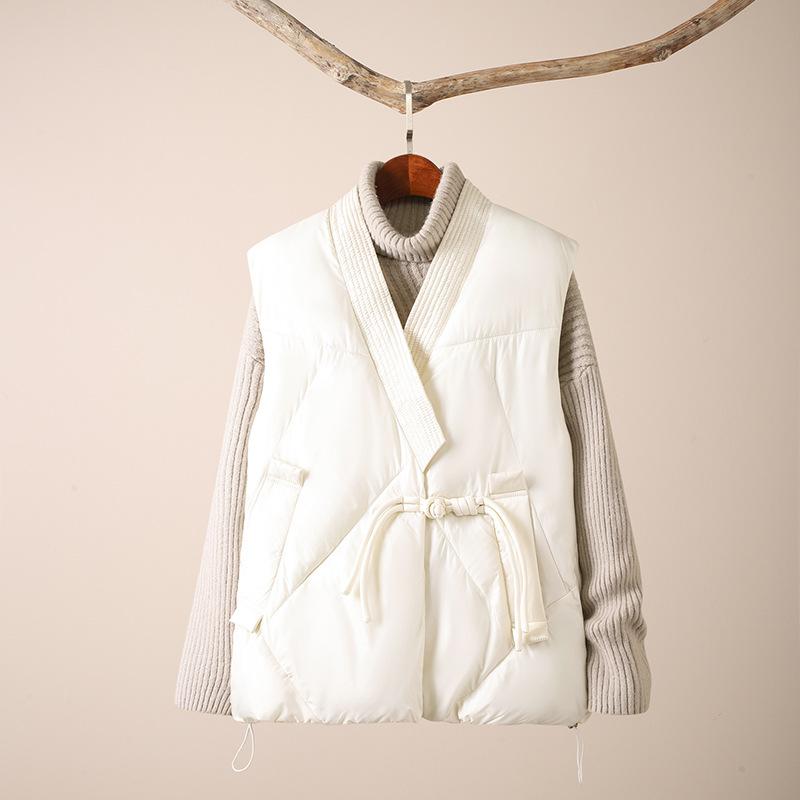 Down Winter Women's Vest Thicken V Neck Sleeveless Puffer Jacket Padded Warm Outerwear Women