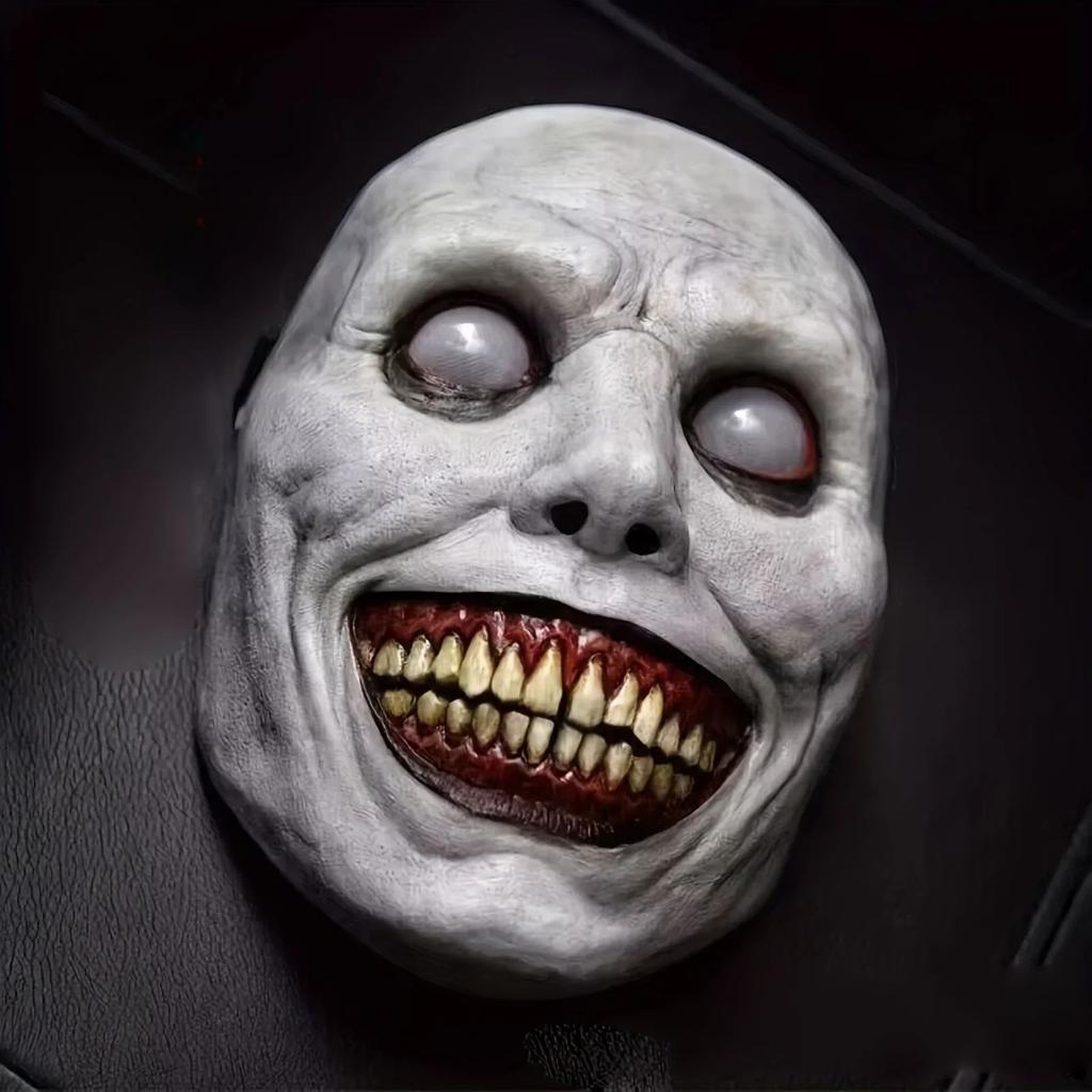 Halloween COS Exorcist Smiling White Face White Eyes Demon Mask Horror Mask Masquerade Haunted House Horror Mask Role Play