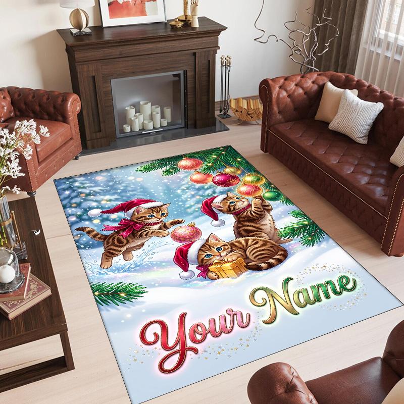 Virgin Mary Theme Crystal Velvet Rug Personalized Custom Name Text Soft Floor Mat Home Decor