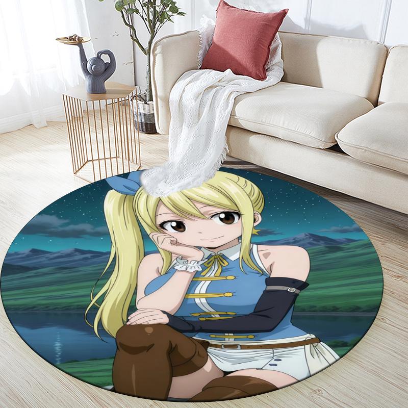 Lucy Heartfilia pattern round rug,Carpet Rug for Living Room Bedroom Playroom ,Non-slip Floor Mat,Holiday Gifts and Birthday Gifts.