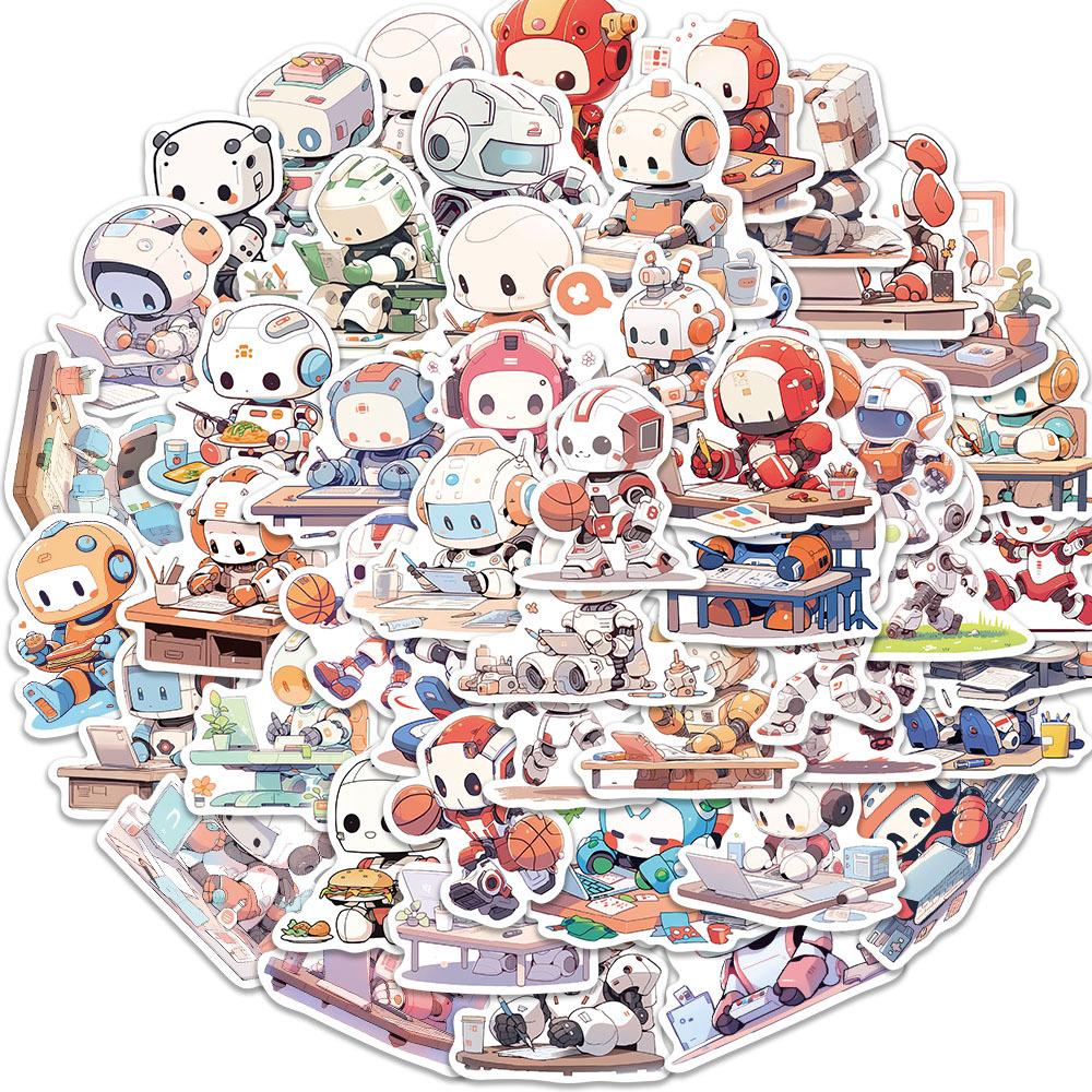50 Cartoon Robot Graffiti Stickers Personalized Decorative Guitar Notebook Suitcase DIY Waterproof Stickers