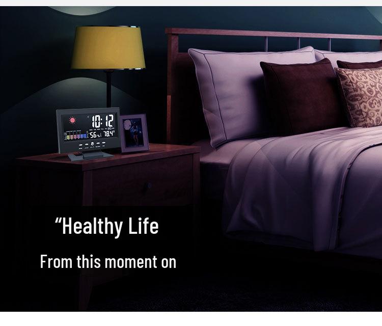 Weather Clock 8082T: Color Screen Display, Voice-Controlled Temperature & Humidity Alarm Clock