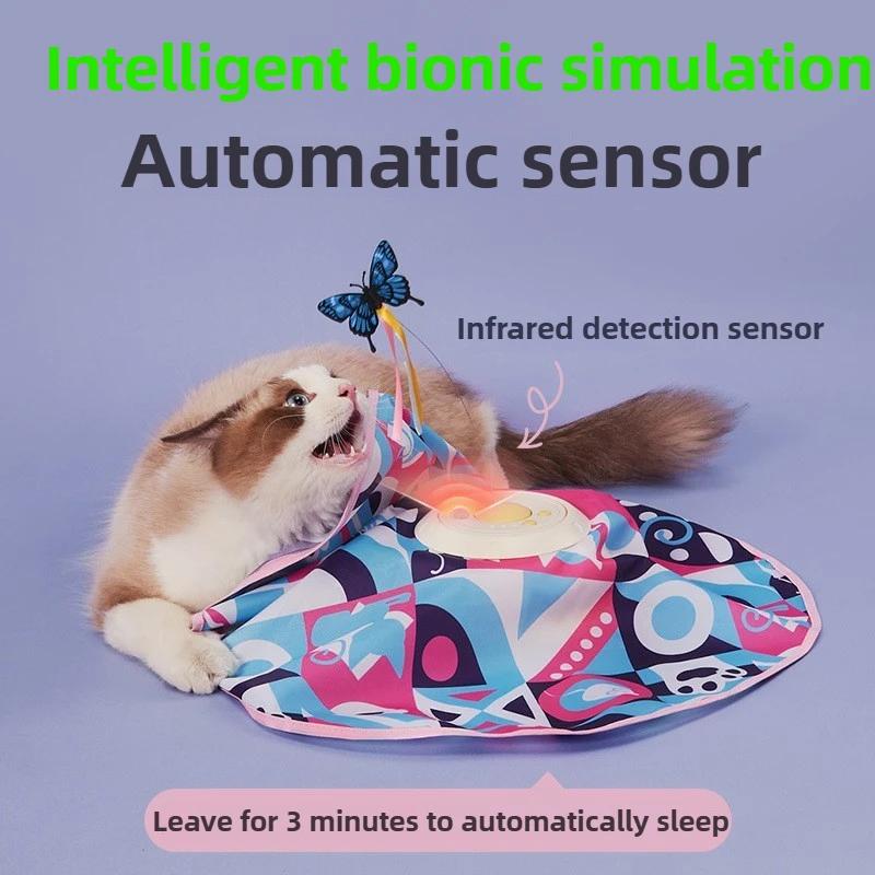 Kreatives Lustiges Haustier Katze Spielzeug USB-Aufladung Verstecken Beißen Spielzeug für Katze Intelligente Katzen Reizung Drehrad Tier Spielzeug Interaktiv 3-Modi Haustier Produkte