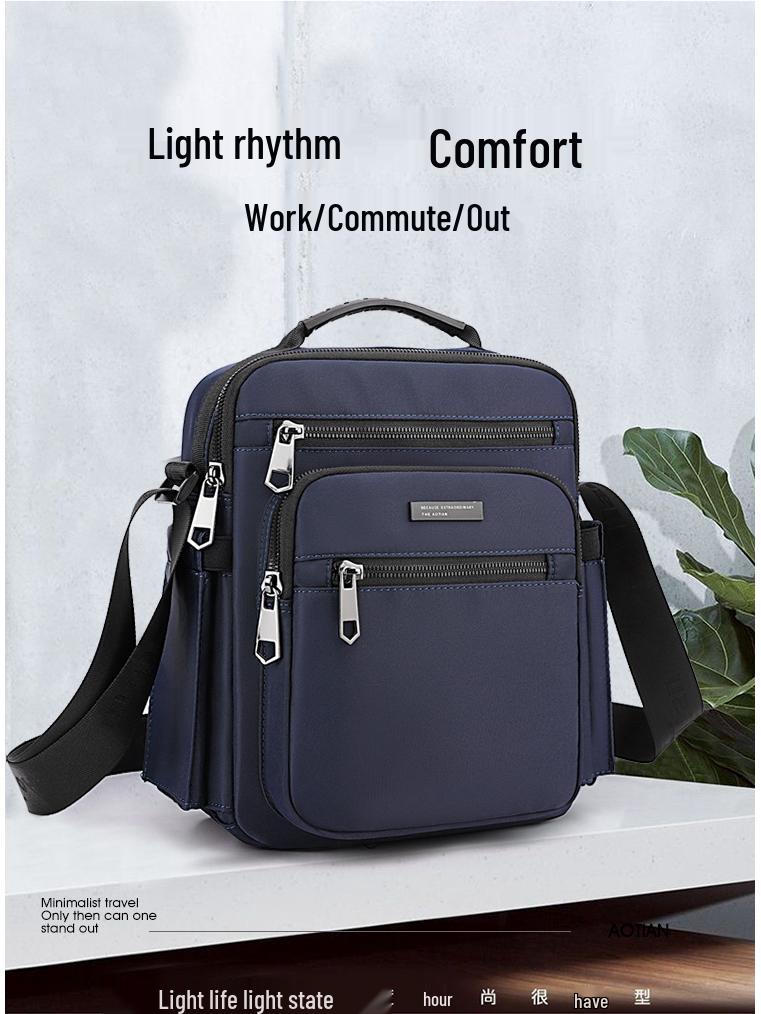 Men's Multi-Layer Business Crossbody Briefcase with Water Bottle Holder