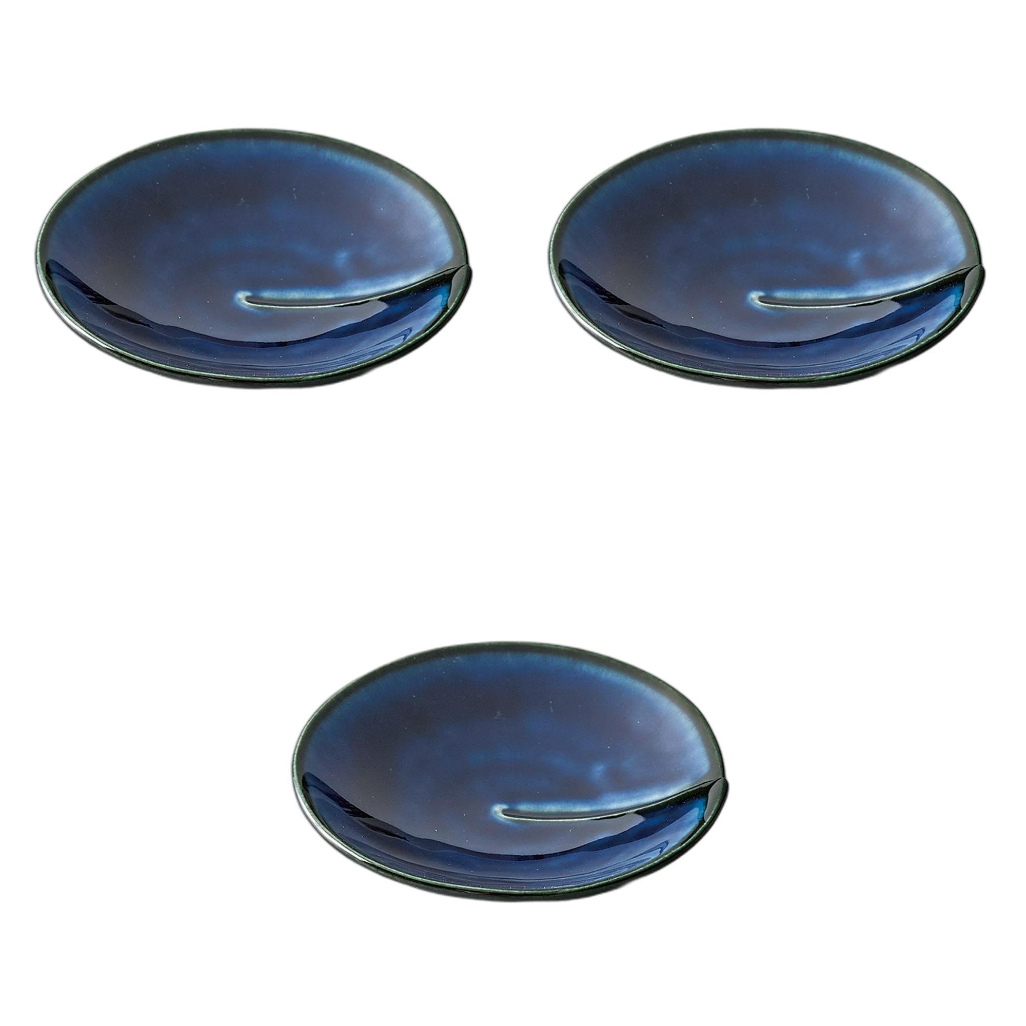 

Setomonohonpo Set of 3 Eggplant Navy Blue Lotus Small Plates x Ceramic Small Plates (Setomonohonpo) [9.2 2cm] темно-синий