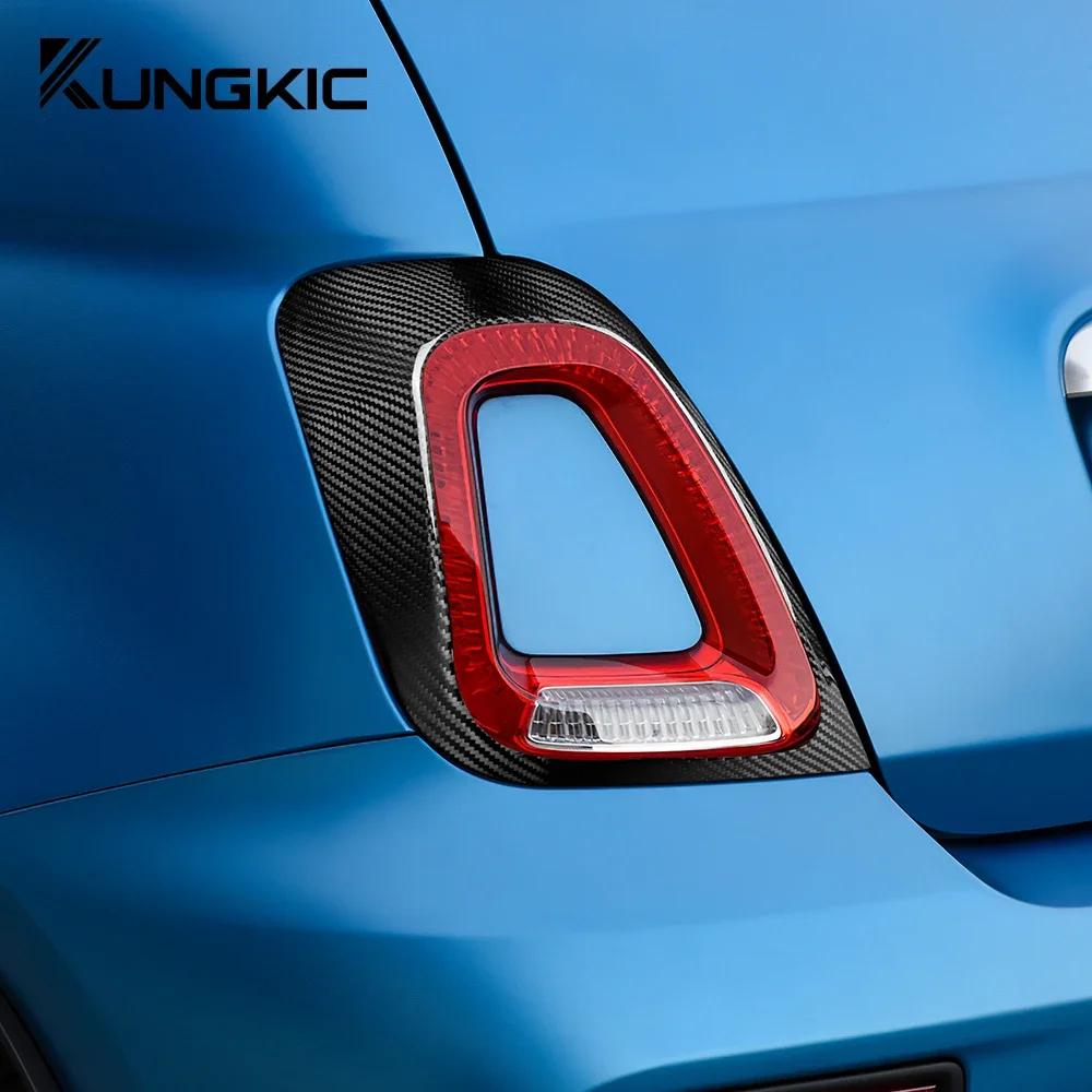 For Fiat 500 Abarth 595 695 2017 2018 2019 2020 2021 2022 2023 Real Hard Carbon Fiber Sticker Rear Tail Light Frame 1Pair