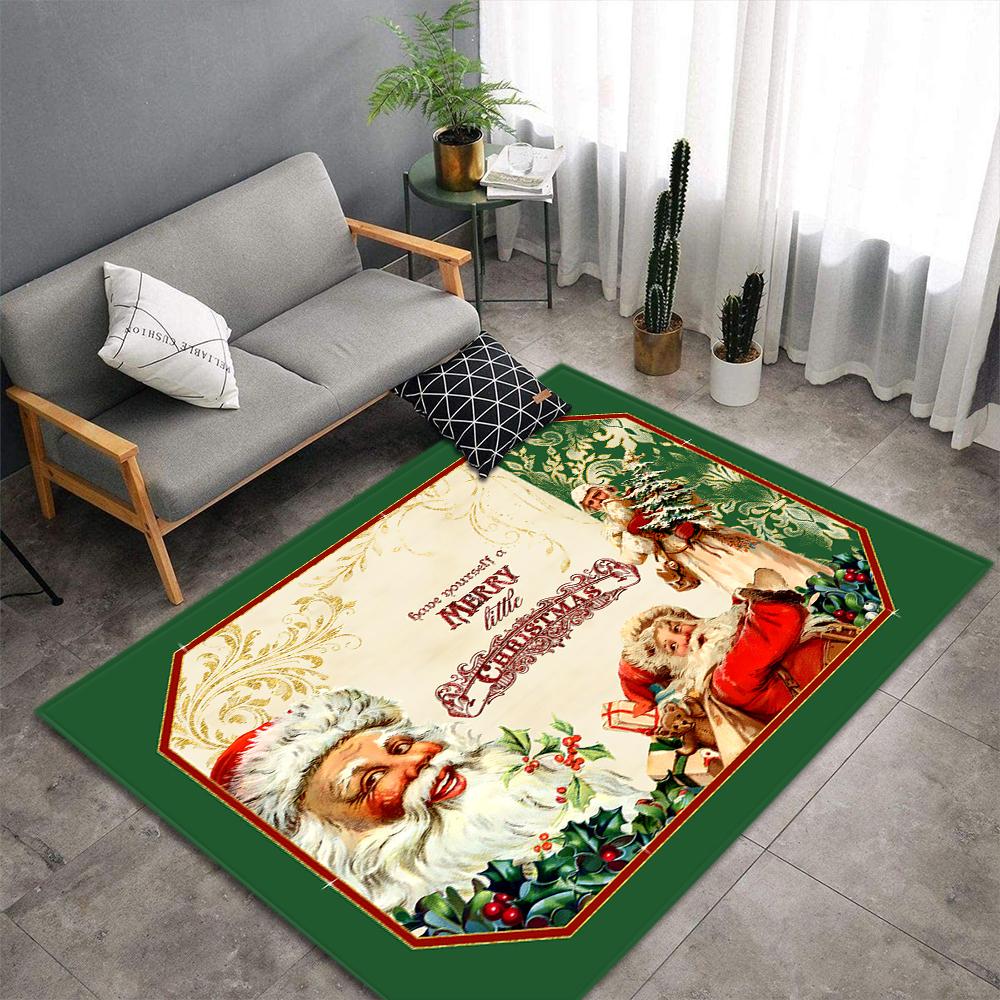 Christmas Tree Living Room Area Rug Xmas Gift Carpet Kids Play Bedroom Rug Santa Claus Print Home Decor Doormat Kitchen Floormat