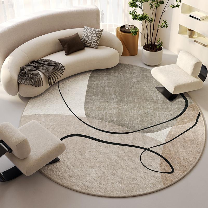 Round Living Room Carpet Large Bedroom Rug Bedside Floor Mat Soft Fluffy Beige Carpets Home Decoration Rugs Alfombra De Salón