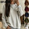 Women's Fashion Casual Solid Color Print Autumn Winter Long Sleeve O-Neck Hoodie