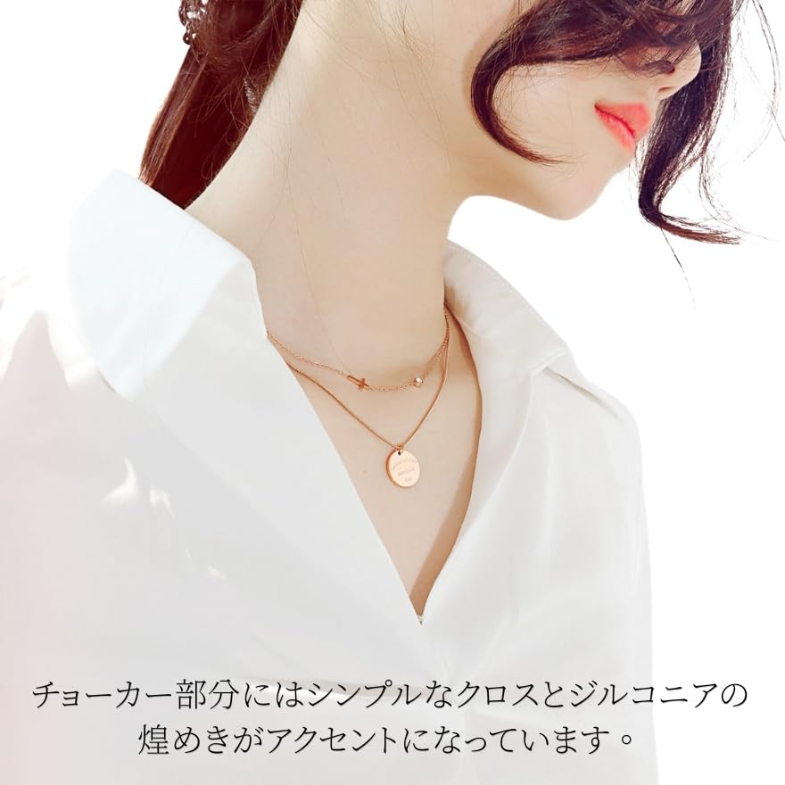 Surgical stainless steel can be worn all the cross and medal charm with silver double chain [Galant] necklace, time, rust-free, hypoallergenic,