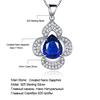 UMCHO Luxury Blue Sapphire Pendants Necklaces for Women Water Drop Flower Necklace with Chain Party Jewelry