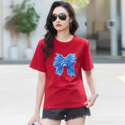 Summer Round Neck T-shirt Women's Loose Short-sleeved Tops