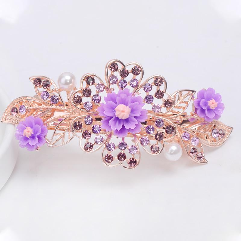 Korean Rhinestone Spring Hair Clip - Versatile Medium/Large Size for Women