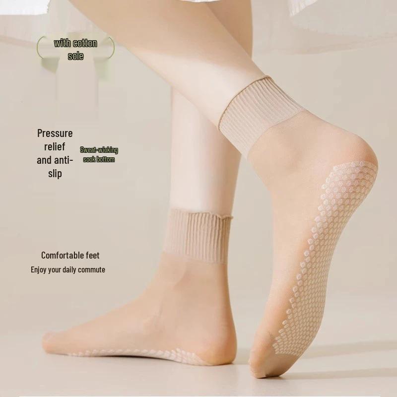 5 Yuan Discount: 10 Pairs Women's Summer Ruffle Mid-Calf Socks, Loose Top, Cotton Sole, Non-Slip