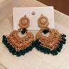 Rhinestone Tassel Water Droplet Earrings Beaded Tassel Exaggerated Tassel Earrings  Party