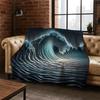 Blaue Meereswellen Landschaft Flanelldecke Weiche Warme Überwurfdecke für Schlafzimmer Wohnzimmer Bett Reise Camping Picknick Geschenk Kinder