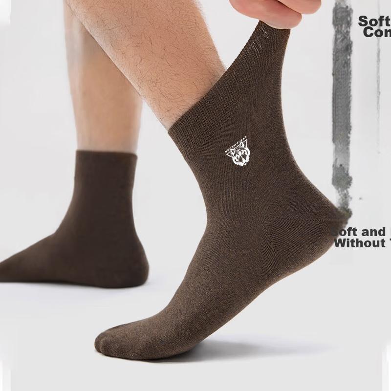 [100% Cotton] Pure Cotton Socks for Men, Mid-Calf, Ammonia-Free, High-Elasticity, Soft, Odor-Resistant, Breathable, Business Casual Men's Socks