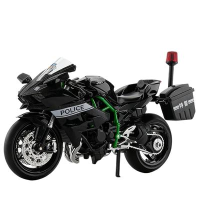 1/12 Kawasaki H2R Ninja Police Alloy Die Cast Motorcycle Model Vehicle Collection Sound and Light Off Road Autocycle Toys Car