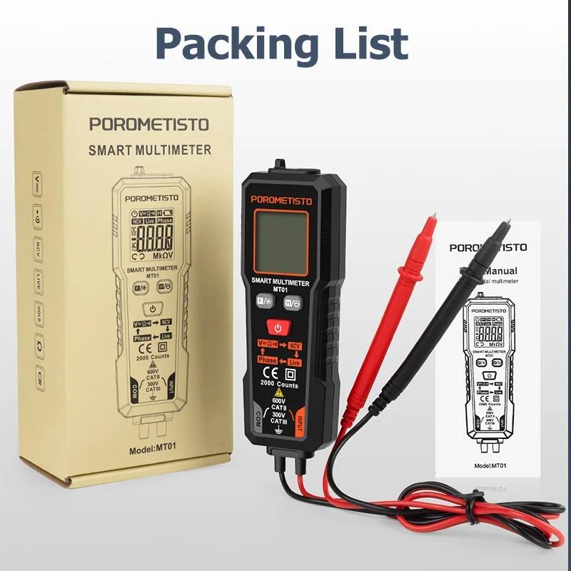 MT01 Smart Mini Digital Multimeter AC DC NCV Multimeter Tester Multimetro Ohm Voltage Meter Auto Range 600V Electrician Tester