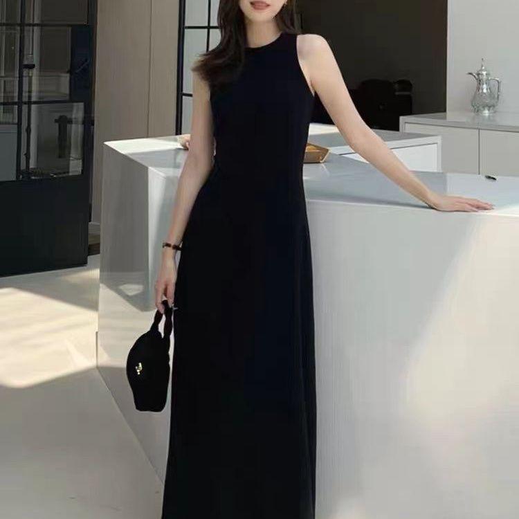 Women's Summer 2026 Hepburn-Style Sleeveless A-Line Vest Dress - Elegant & Slimming