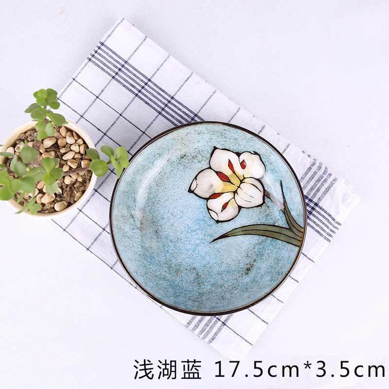 

Ceramic Chinese Dinner Plates Kiln Glaze Hand Painted Soup Bowls Home Tableware Set