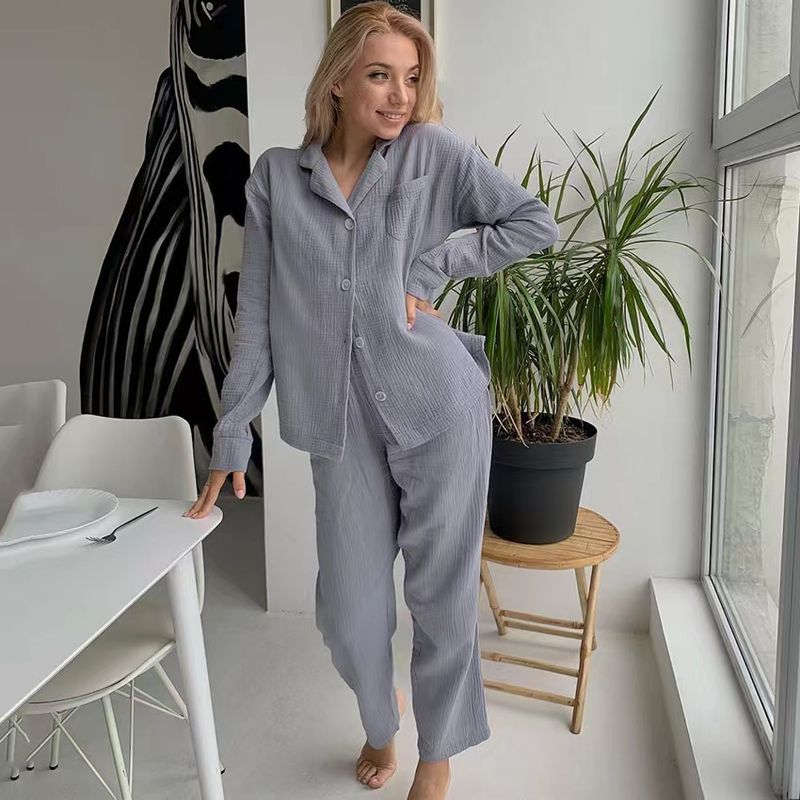 

Модный стиль Свободный и стильный топ с длинными рукавами и брюки Костюм-двойка Домашняя одежда Костюм из топа и брюк Grey M