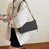 High-value shoulder bag women's black and white polka dot rectangular adjustable versatile commuter messenger bag versatile underarm bag