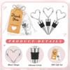 8 Set Heart Shaped Wine Stoppers Bulk Wedding Party Favors Love Design Beverage Bottle Stoppers With Sheer Bags, Labels