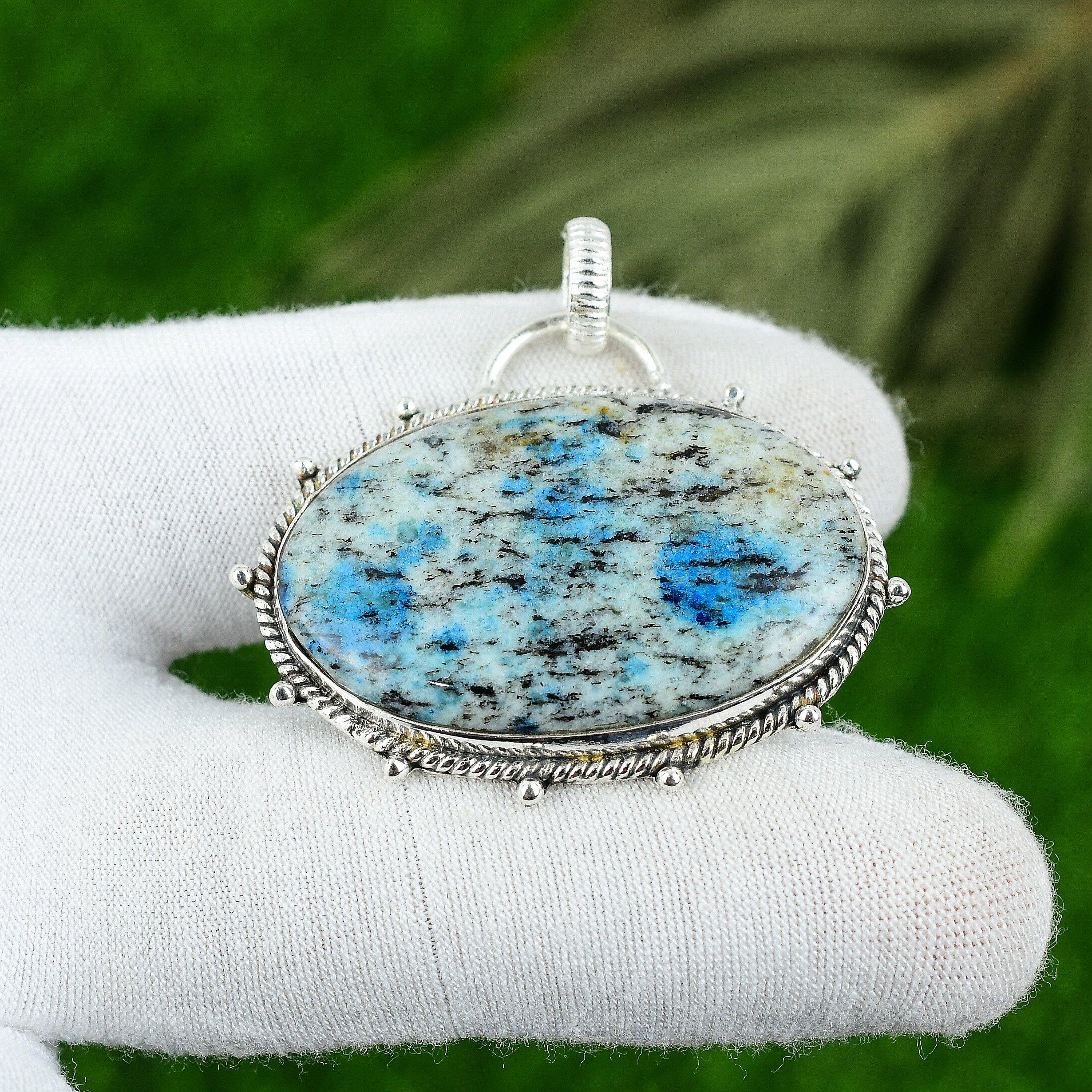 Натуральный камень Яшма К2 Кулон Белое серебро 925 пробы Индийские украшения