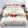 3D Merry Christmas White Bedding Sets Duvet/Quilt Cover Set Comforter Cover King Queen Full Twin Red Bow Beige
