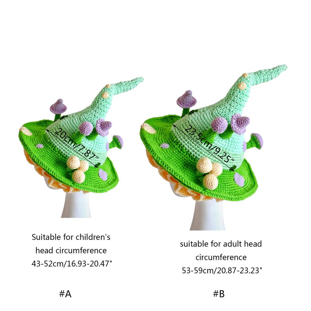 Halloween Fairy Wizard Hat with Mushroom Decor Devil Hat Cosplay Props Decoration Accessories for Adult Children