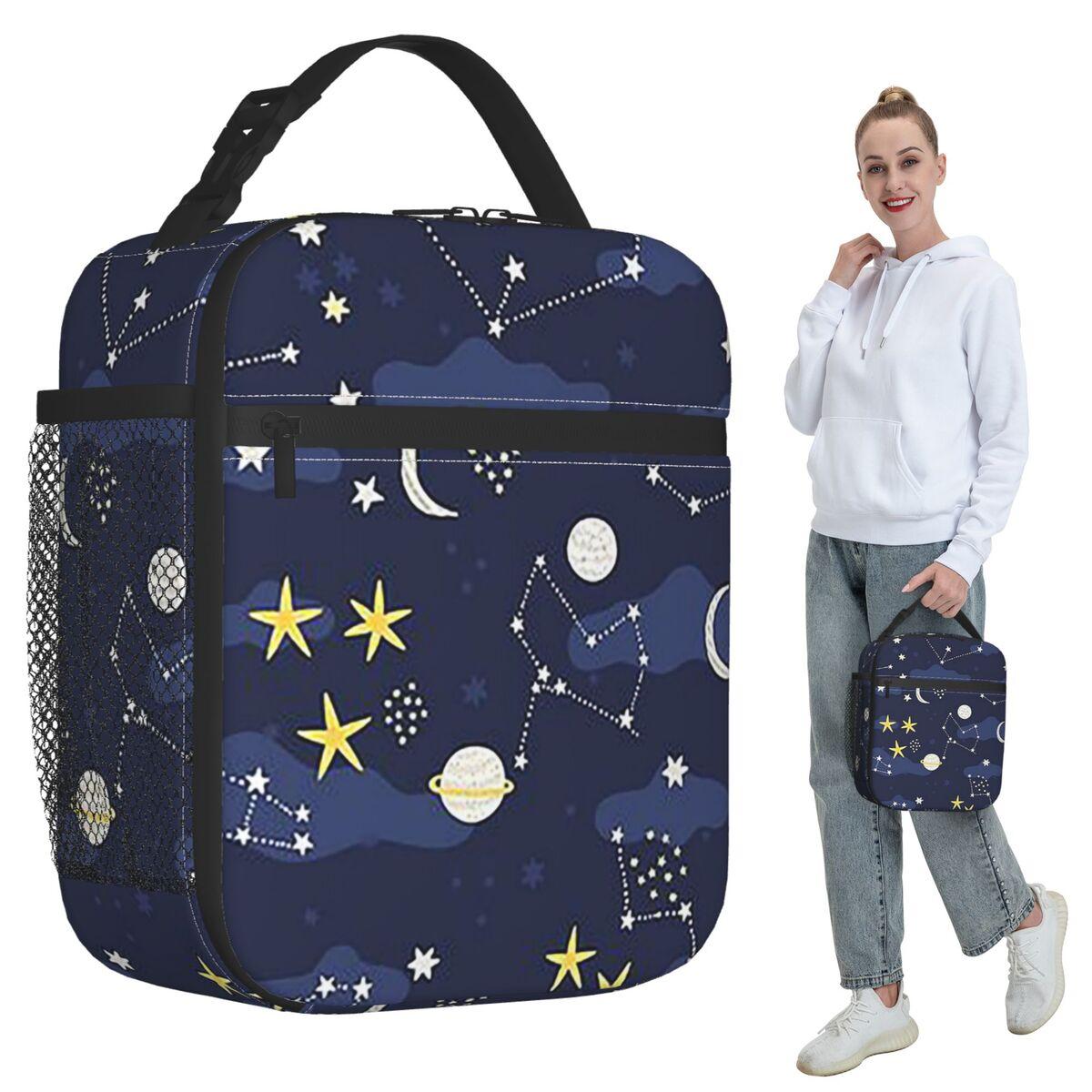 Galaxy Cosmos Moon Stars Astronomy Universe Insulated Lunch Bag for Women Office Cooler Thermal Food Box Tote Lunch Boxes One Size