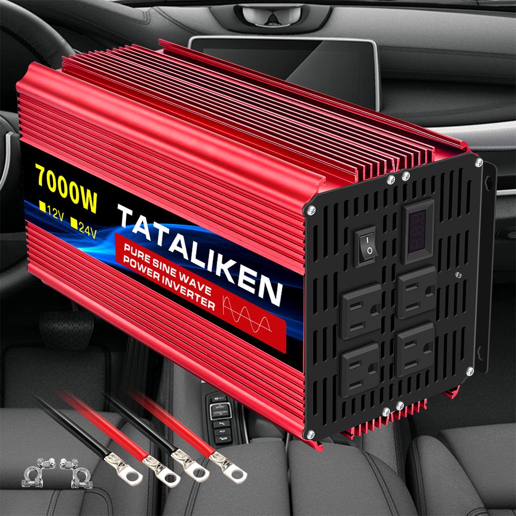 US Socket 12V To AC 110V 60HZ Pure Sine Wave Inverter Car Power 1600W/2200W/3000W Voltage Portable Converter with LED
