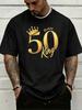 Golden Crown 50th Birthday King Letter Pattern Graphic Print Mens Crew Neck Short Sleeve Tee Ca