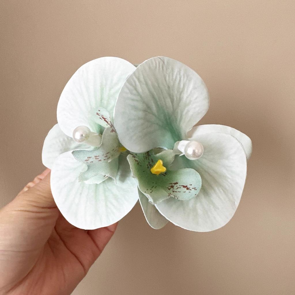 Schmetterlingsorchidee Haarnadel Damen Seitenkopfblume Simulationsblumenclip Strand Reise Fotografie Haarschmuck