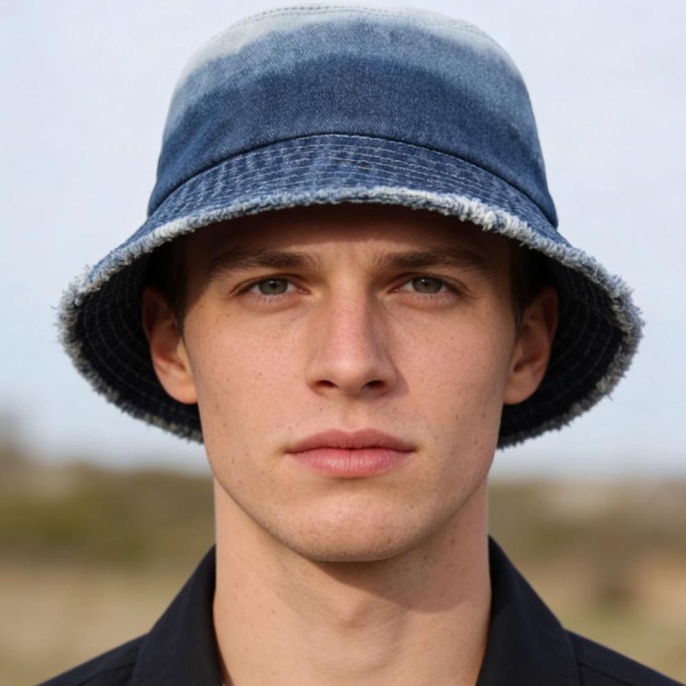 Nuovo Cappello a Secchiello in Denim Casual Unisex con Bordo Sfilacciato Cappelli da Sole in Cotone Lavato Vintage per Uomo Donna Streetwear Cappello Berretto