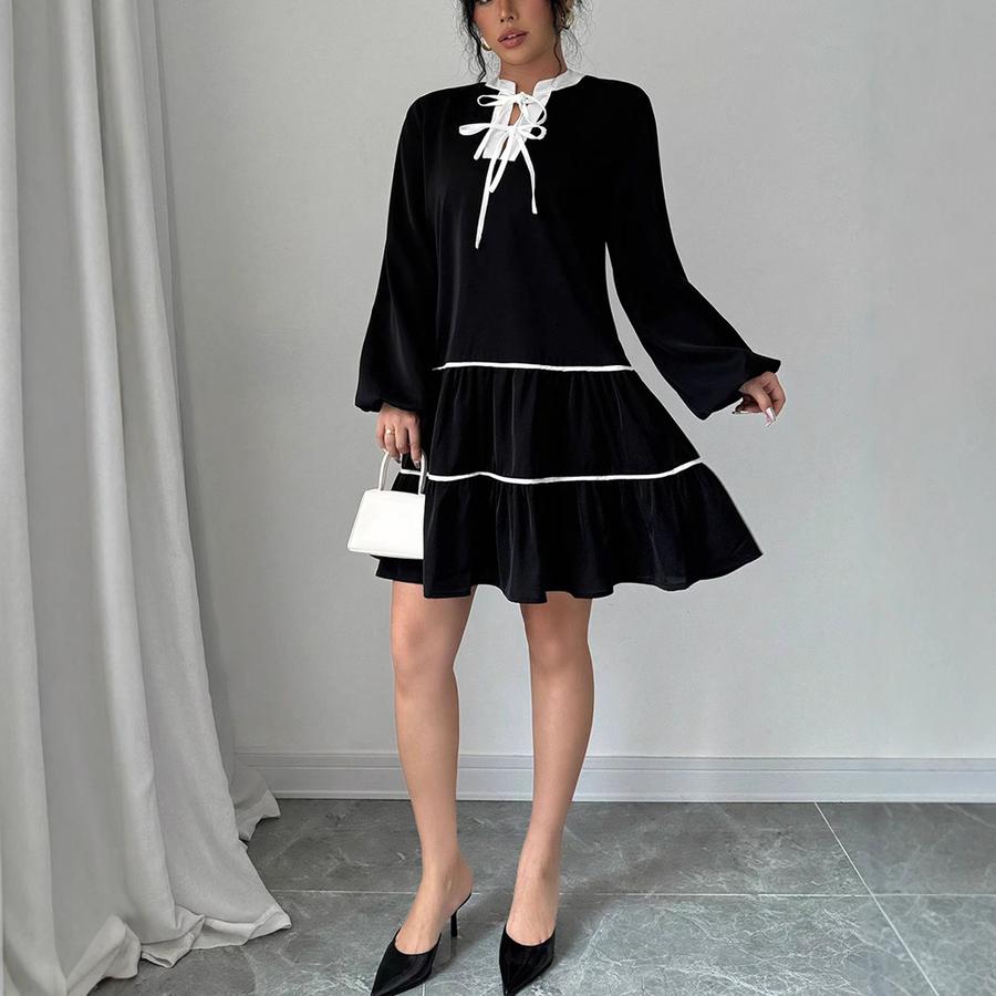 Maxi French Style Long Sleeve Dress for Women Fashion