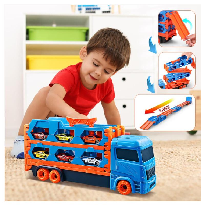 Childrens Large Track Car Set With Collapsible Metal Vehicles For Indoor Play And Development