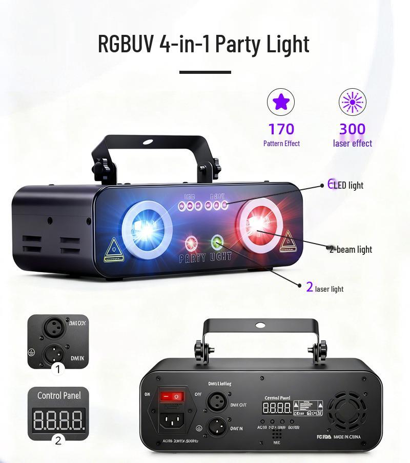 Double Projection Laser Light: Full-Color Animation Christmas, KTV, and Stage Strobe Light with Sound Control