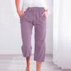 Frauen Hosen Jogginghose Einfarbig Gerade Weiche Elastische Taille Kordelzug Hosen Mitte der wade Länge Geerntete Hosen