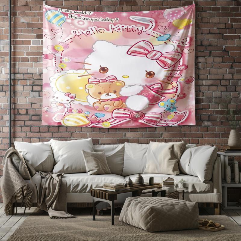 Sanrio Characters Cartoon Tapestry Cute Wall Hanging Tapestry for Bedroom Living Room Home Decor