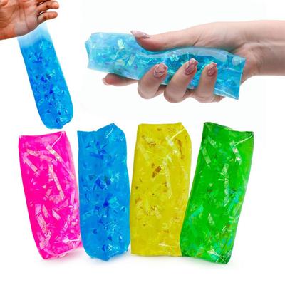 Stress Relief Slithery Strip Toy with Sequins Cannot Be Grasped Clear Bar Squeeze Toy Office Work Stress Decompression Toy Prank Prop Gag Gift