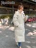 Real shot of the new winter mid-length knee-length down cotton coat for women, Korean-style loose thickened hooded cotton-padded jacket outerwear