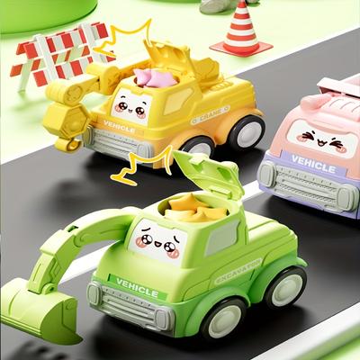 Q-Version Cartoon Trägheitsgleiten Langlebiges Gelenk Bewegliches Ingenieurspielzeugauto Lernspielzeug für Jungen und Mädchen Weihnachtsgeschenk