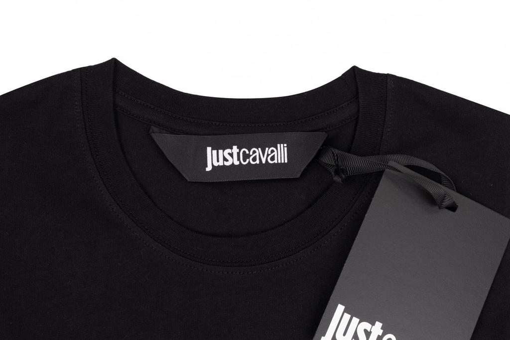 Just Cavalli Milano Men's T-shirt New Jacquard Label Black - Size: M