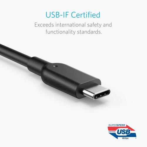 Anker PowerLine II USB-C & USB-A 3.1(Gen2) Cable (0.9m Black) [USB-IF Certified/Ultra Durable] Galaxy S10 / S10+ / S9 / S9+, iPad Pro (2018) / iPad Ai