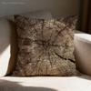 Natural Woodland Tree Ring Pattern Pillow Case For Sofa Decor Car Office Room Printing Cushion Cover Decorations and Protector