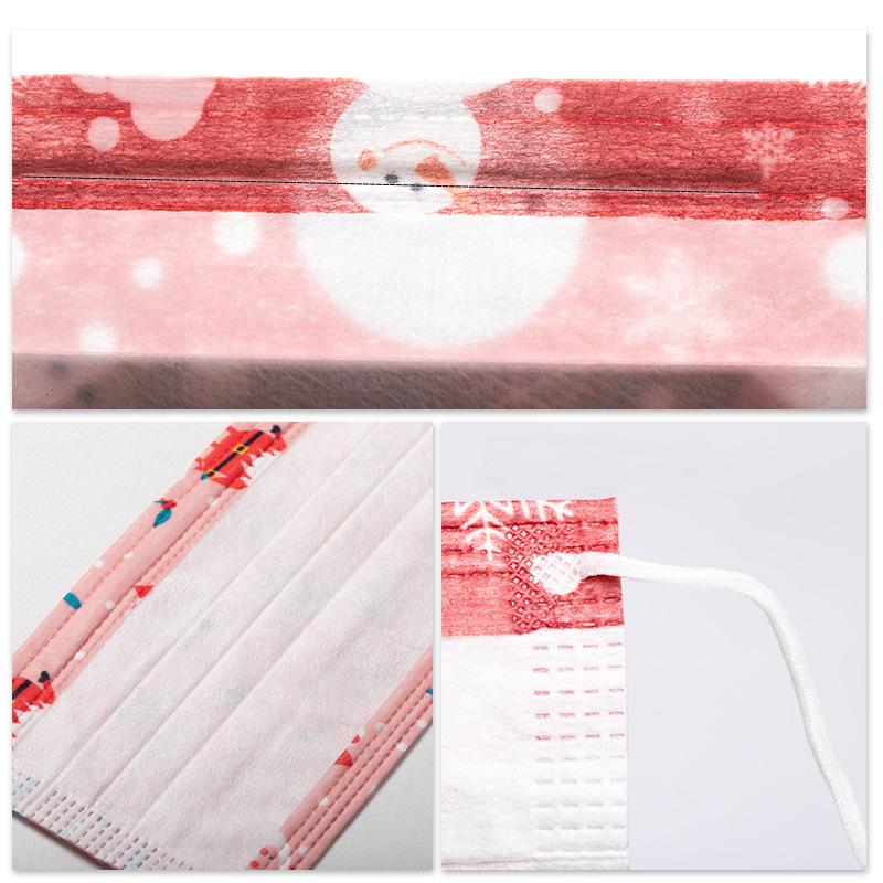 Christmas Mask Adults Disposable Face Mask 3-layer Non-woven Fabric Party Masks