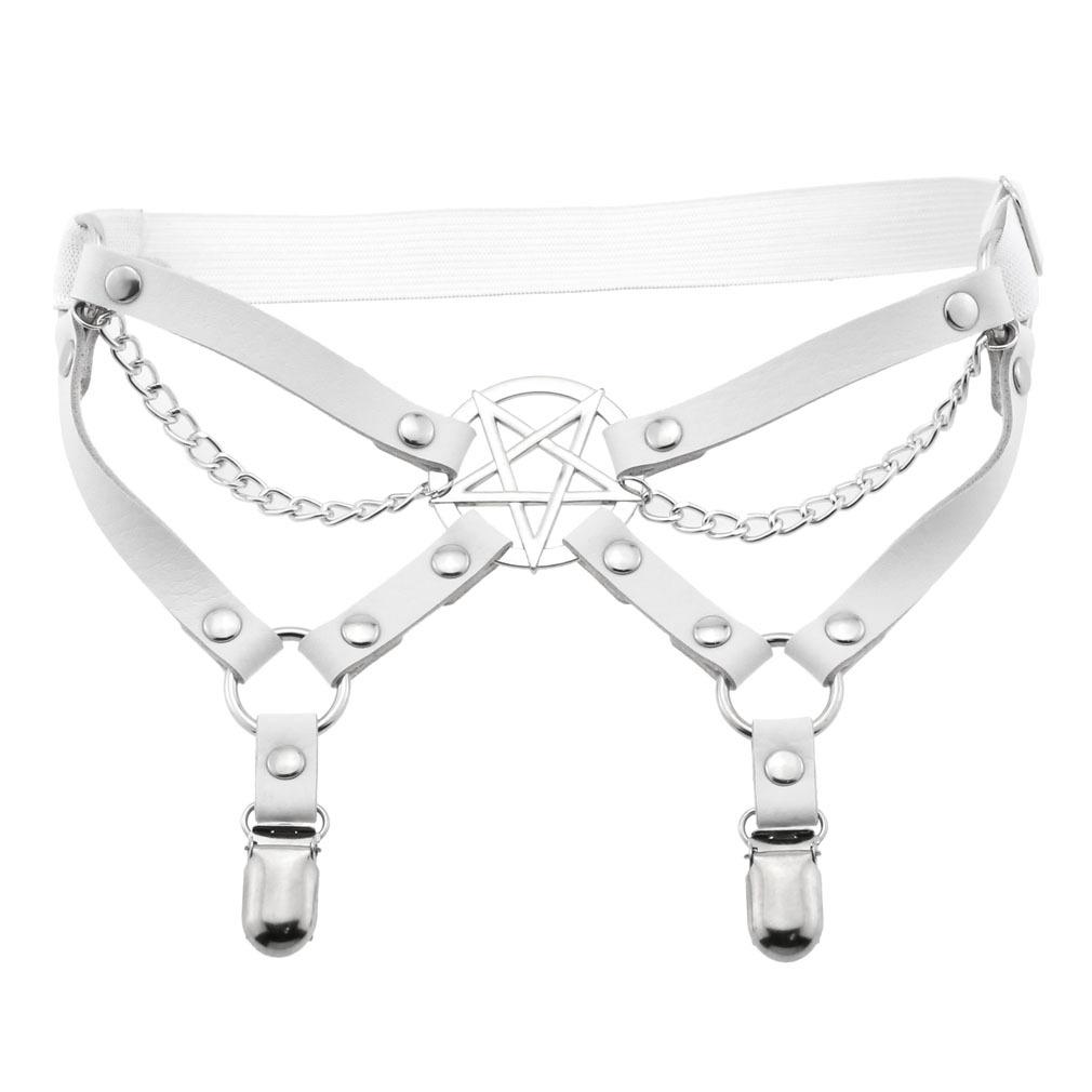 Fxcube New Goth Punk Leg Strap Garter Belt Pentagram Thigh Harness Women Girls Gothic Cosplay Accessories Harajuku Egirl Jewelry